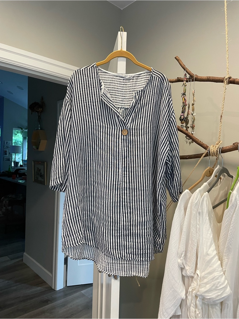 Made in Italy striped linen/cotton cover up/tunic OS